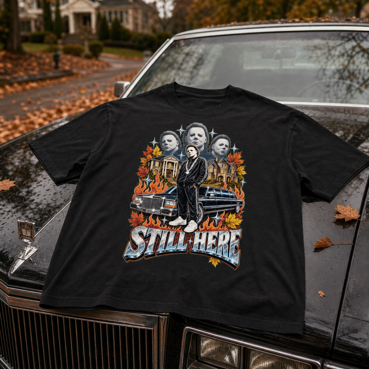 Black Myers graphic tee mockup