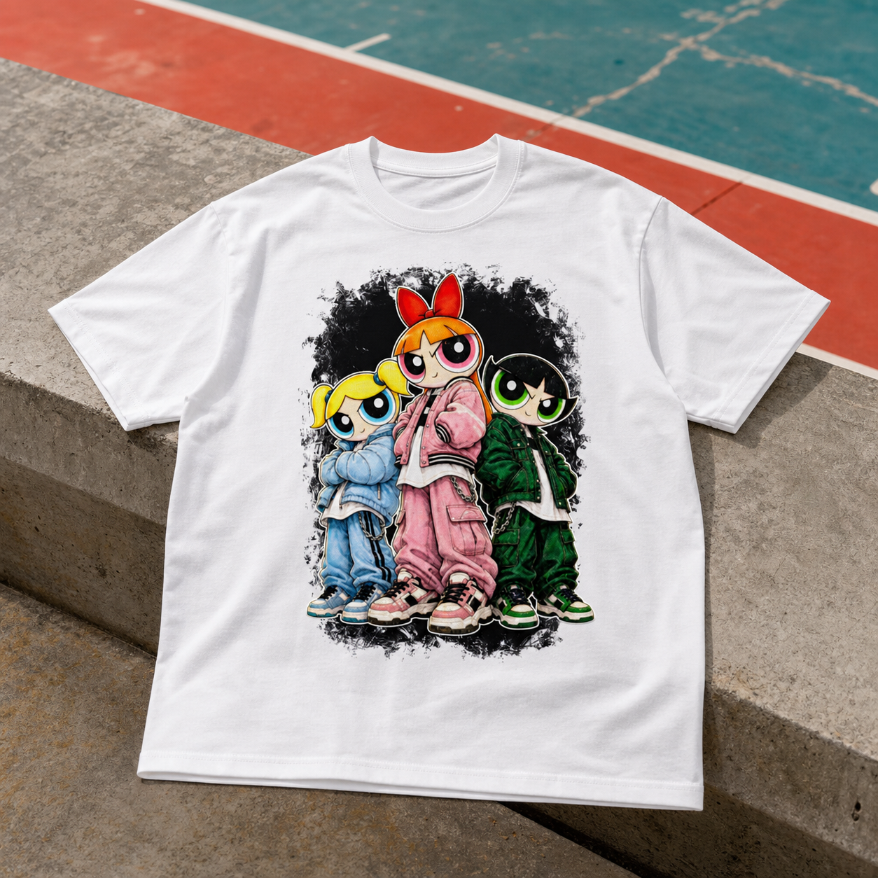 White PPG graphic tee mockup