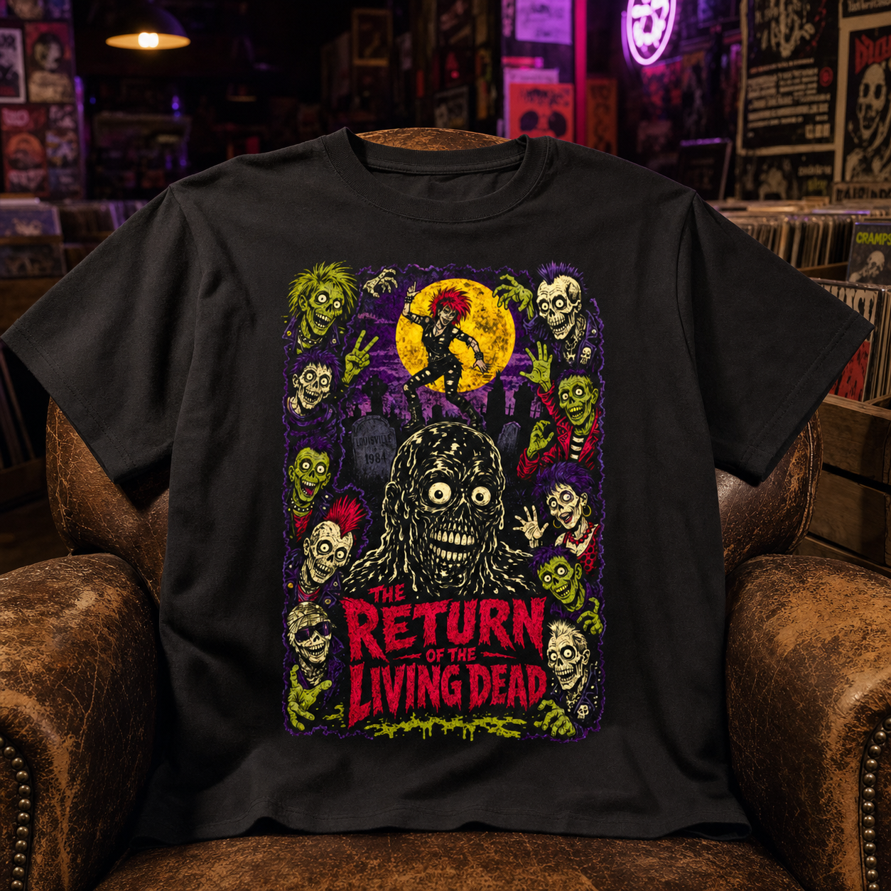 Black Return of the Living Dead graphic tee mockup