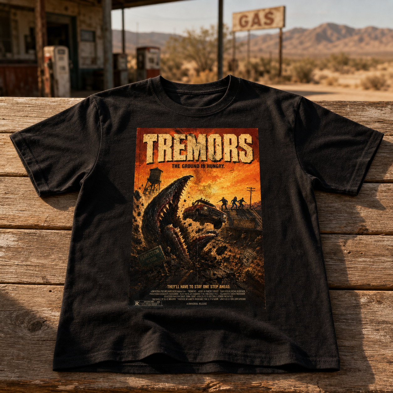 Black Tremors graphic tee mockup